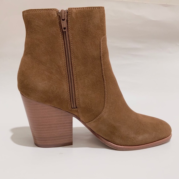 Soludos Emma Chesnut Suede Ankle Booties Brown Leather Casual Block Heel Boots 9 - Picture 10 of 10